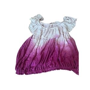 Free People Purple Ombre‎ Ruffle Neck Top Bohemian Blouse